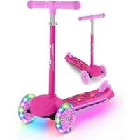 BremToy Dreiradscooter Höhenverstellbare Kinderroller mit leuchtendem Deck und PU-LED Rädern