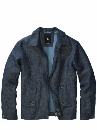 Mey & Edlich Herren Porto-Levante-Blouson Blau 53 % Baumwolle, 45 % Leinen, 2 % Elasthan