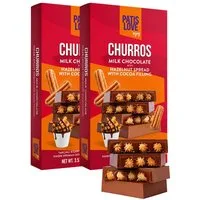 PATISLOVE Schokolade Churros Vollmilchschokolade mit Haselnusscreme 100g, ohne Konservierungsstoffe, ohne Farbstoffe, mit Haselnusscreme