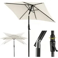 Sekey Sonnenschirm Rechteckig Marktschirm Neigbar mit Kurbel Sonnenschirm Groß, LxB: 210x140 cm, Sonnenschirm 200 x 140 cm, Gartenschirm Outdoor Wetterfest, Knickbar