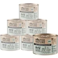 Dehner Fine Nature Adult Wild, 6 x 200 g / 400 g / 800 g Dose, getreidefrei Wild, Nassfutter für: Hunde, Nassfutter für ausgewachsene Hunde, Lebensmittelqualität
