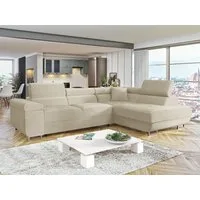 MIRJAN24 Ecksofa Torezio, mit Bettkasten und Schlaffunktion, Einstellbare Kopfstützen, 274x203x70-90 cm
