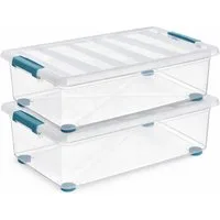 ONDIS24 Allzweckkiste Katla 28l Aufbewahrungsbox Rollbox Unterbettboxen Ordnungssystem (2 St), transparentes Design, mit 4 Rollen - 360° drehbar, mit 2 Griffen