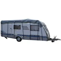 Green Yard Wohnwagenschutzhülle Schutzdach Wohnwagen Wohnmobil LxB 8,5 m x 3m (1 Stück, inkl. Tragetasche), 12 Spanngurte zur Befestigung