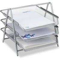 relaxdays Briefablage Dokumentenablage aus Metall, silber
