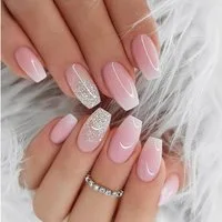 LuxusKollektion Kunstfingernägel 24 Stück Press on Nägel Rosa Glitzer Acryl French Nails mit