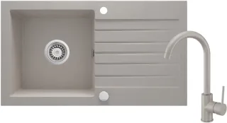 Neuesbad Set: Granitspüle NB1DEZQZ51131 + Spültischarmatur mit U-Auslauf NB1DEBEN562M1 + Beige NB1DEZQZV51131