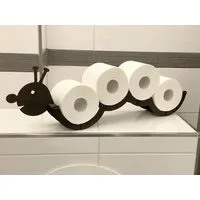 DanDiBo Toilettenpapierhalter Holz Schwarz Raupe Klopapierhalter Wand WC Rollenhalter, Ersatzrollenhalter
