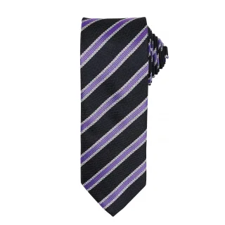 Premier Mens Waffle Stripe Formal Business Tie (2er-Pack) (Schwarz/Rich Violet)