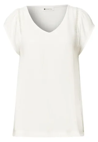 Street One - Bluse mit V-Ausschnitt beige/weiß - Gr. - 36