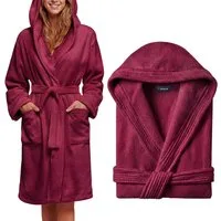 CALMONT Damenbademantel CALMONT - Bademantel Damen aus 100% Baumwolle Frottee mit Kapuze, Kapuze, Gürtel, Kapuze, Große Taschen, Gürtel, Aufhängeschlaufe