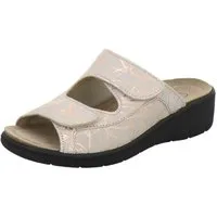 AFS-Schuhe 2783211 Hallux Wechselfußbett Pantolette für Damen mit Keilabsatz, bequeme Sandalen aus Leder