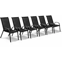 Mojawo Armlehnstuhl 6er Outdoorstuhl Gartenstuhl Stapelstuhl Metall Anthrazit schwarz
