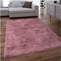KADIMA DESIGN Teppich waschbar Einfarbig Wohnzimmer schmutzabweisend Teppich Kurzflor, Höhe: 14 mm, Florhöhe: 10 mm, Polyester, 120x160, Altrosa