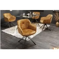 riess-ambiente Polsterstuhl EUPHORIA senfgelb/schwarz – Samt, drehbar, Metall-Füße, mit Armlehne (Einzelartikel, 1 St), mit 180° Drehfunktion und Autoreturn – ideal für elegante Esszimmer