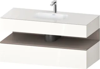 Duravit Qatego Einbauwaschtisch mit Konsolenwaschtischunterbau Weiß Hochglanz 1200x550x600 mm - QA47 QA4787043220010