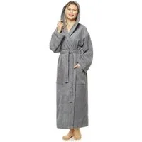 Arus Damenbademantel Astra, pflegeleicht, wadenlang oder extralang für Spa & Sauna, 100% Baumwolle, Kapuze, Gürtel, mit Kapuze, wadenlang oder extra lang, 100% Baumwolle