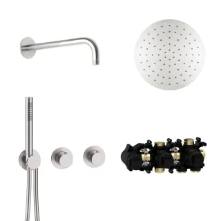 Herzbach MODUL7 Thermostat-Set T-RB250 Wandarm Regenbrause Ø250mm Edelstahl, 70.702711.1.09 70.702711.1.09