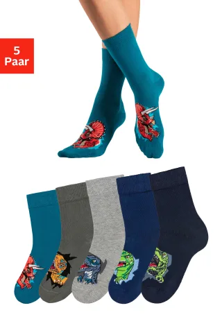 H.I.S Socken Packung, 5 Paar tlg. mit Dinosauriermotiven