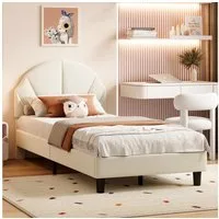 Furnishings Home Polsterbett Einzelbett Polsterbett Jugendbett Samtstoff 90x200 cm (1-tlg), (Geeignet für Jugendliche und Kinder)Verstellbare Kopfteilhöhe