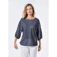 GOLDNER Print-Shirt Shirt aus Flammengarn im Ringel-Look Gestreiftes Design und U-Boot-Ausschnitt setzen Akzente