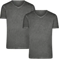 James & Nicholson T-Shirt Doppelpack Figurbetontes Herren T-Shirt mit Spray Print JN976 (Doppelpack, 2er-Pack) Trendiges T-Shirt mit V-Ausschnitt