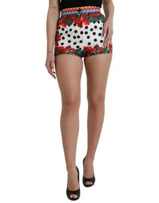 Hochtaillierte Blumen-Punktemuster-Shorts