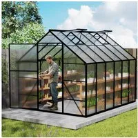FIVMEN Gewächshaus Premium Gartengewächshäuser Aluminium mit 6 cm Fundament, 4 mm PC Platte Treibhaus Tomatenhaus Gartenhaus UV beständig
