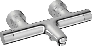 Hansa Wafü und Brausebatterie HANSAPRISMA 5810, Ausladung 180 mm Stahl gebürstet, 5810230180 5810230180
