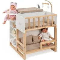 ELLA & PIET® Puppen Pflegecenter Großes Puppenpflegecenter NURSERY 6in1 aus Holz (Weiß-Schlamm), Puppencenter
