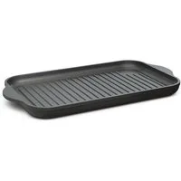 Hoffmann Germany Teppanyakiplatte Grillplatte Aluguss eckig 37x23 cm – Made in Germany, Aluguss (1-tlg., 1x Grillplatte 37x23 cm + Silikon-Füße), Grillstreifen, Antihaft, backofenfest bis 250°C, Induktion