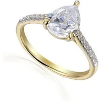 Stella-Jewellery Solitärring 585er Gelbgold Damenring Solitair m. Zirk. Tropfen (Ring mit Zirkonia (Tropfenschliff) und Seitensteinen, Zirkonia - inkl. Etui), Tropfenschliff