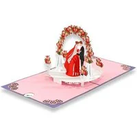 paperdora Hochzeitskarte 3D Pop-Up-Karte „Hochzeit“ mit Umschlag und Wachssiegel - Grußkarte, Hochzeit Einladungskarte Geschenk