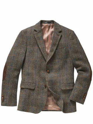 Mey & Edlich Herren Harris-Tweed-Sakko Blau 100 % Schurwolle