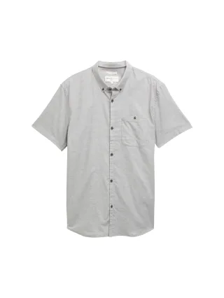 Denim Tom Tailor - Regular Fit Kurzarmhemd mit Brusttasche chalk grey structure - Gr. - M