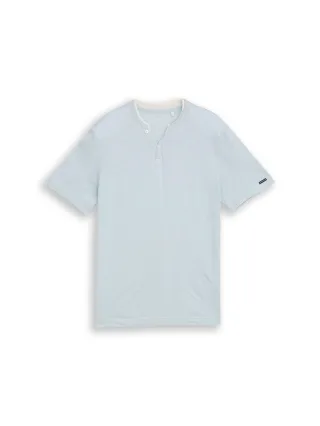 Tom Tailor - Serafino T-Shirt light blue fine stripe - Gr. - XXL