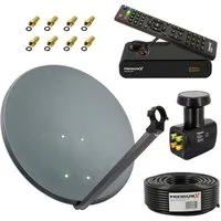 PremiumX SAT Anlage 60cm Antenne ALU Quad LNB Kabel 50m Receiver SAT-Antenne