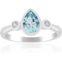 Cavill Silberring Cavill Ring 0,75 ct blauer Topas Tropfen 925er rhodiniertes Silber (1-tlg)