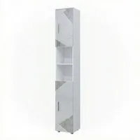 Vicco Hochschrank Irma, Weiß Hochglanz mit Einsätzen, 30 x 192 cm (1-St) mit Dekospiegeln