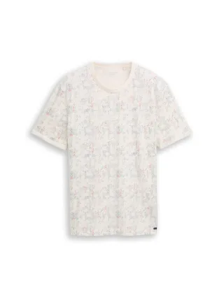 Tom Tailor - T-Shirt mit Muster offwhite structure design - Gr. - XXL