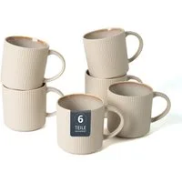 OTTO home Becher Kaffeebecher Ylvii, 6er Set, 6-tlg., Steinzeug, Riffeloptik, spülmaschinenfest und mikrowellengeeignet, 460 ml