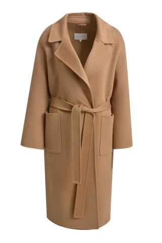 Milano Italy - Coat w collar and lapel, 1/1 sleeves, patched pockets and belt camel - Gr. - L