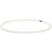 Gaura Pearls Perlenkette Leicht weiß reisförmig 5.5-6.5 mm 50 cm Süßwasserzuchtperlen, 925er Silber rhodiniert