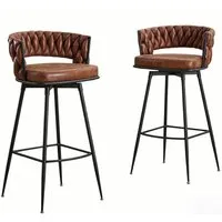 AISALL Barhocker PU-gewebter Drehhocker mit Rückenlehne, Küchenhocker, Barstuhl (2 St), mit Fußstütze, Sitzhöhe 79 cm