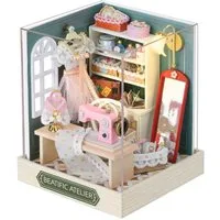 Cute Room 3D-Puzzle Puppenhaus Miniatur DIY Modellbausatz Schneiderei, Puzzleteile, 3D-Puzzle, Miniaturhaus, Maßstab 1:24, Modellbausatz zum basteln