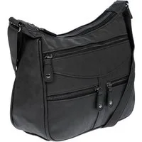 Christian Wippermann Umhängetasche Damen Tasche Schultertasche Umhängetasche Crossover (einzeln), Leder Optik Handtasche Schwarz