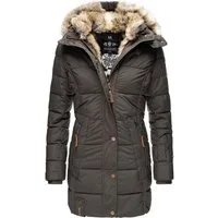 Marikoo Wintermantel Lieblings Jacke stylischer Winter Steppmantel m. Kunstpelz-Kapuze