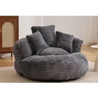 LVHOM Sitzsack 108x108x52cm Chenille Premium Sofa mit 3 extra Kopfkissen (Kuschelig & Atmungsaktiv, Einzelsitzer-Lounge, komplett komprimiert geliefert. Perfekt für Ruhe, Lesen, Gaming & Nickerchen. Ideal für Wohnzimmer, Schlafzimmer, Spielzimmer & O