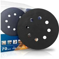 S&R Schleifscheibe Wasserfestes Schleifscheiben Satz mit Klettverschluss, 8 Löcher, (Set, 70 St., 10 x P320, P400, P600, P800, P1000, P1500, P2000), Für die Bearbeitung von Metall, Holz, Stahl, Edelstahl