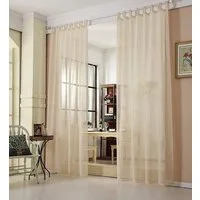 Woltu Gardine (2 St), halbtransparent, Gardinen halbtransparent mit Schlaufen Leinen Optik